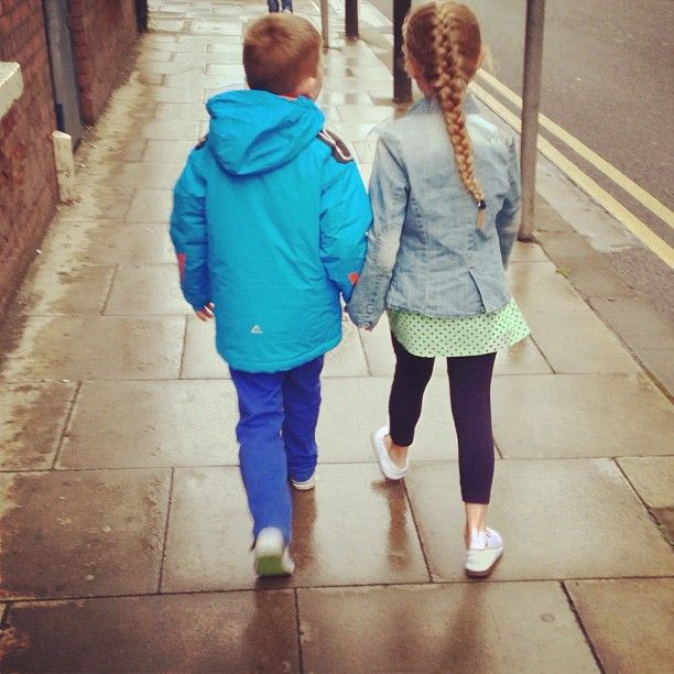 Little Cousins chatting away about the world, while walking hand in hand x