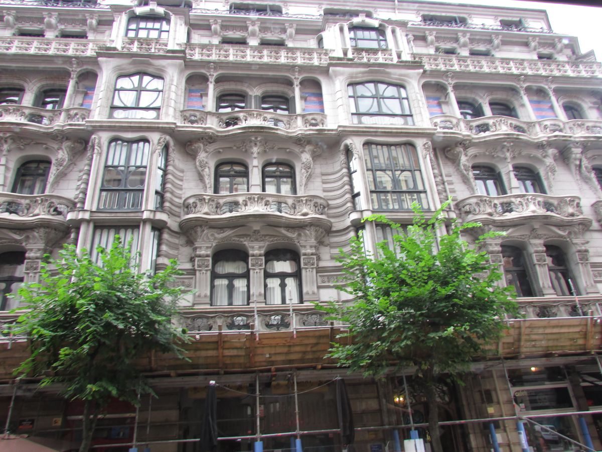 Beautiful architecture on Street in Bilbao, Spain