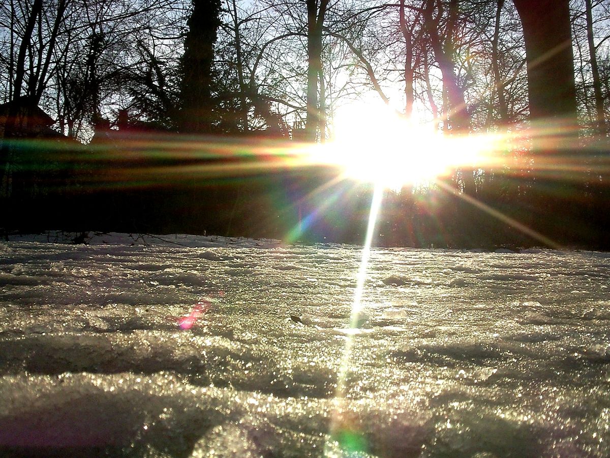 snow in the sunlight - melting snow