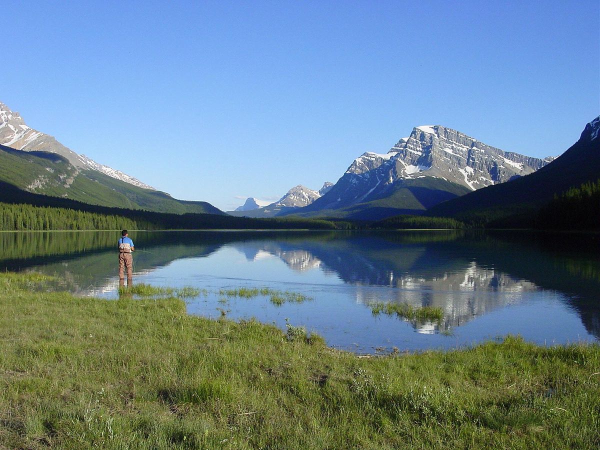 Camping ground lake early evening