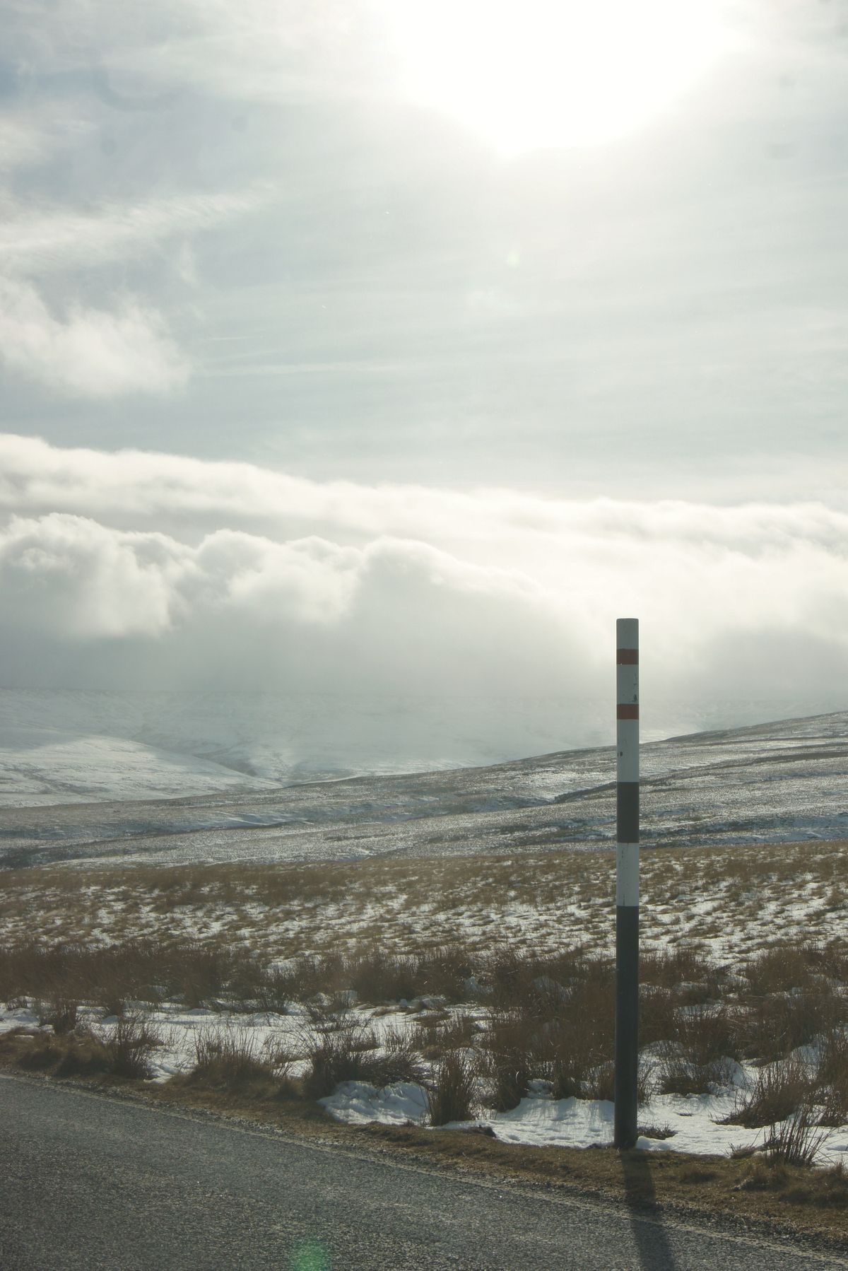 Cloud formation passing over a North Pennines B' road, Weardale to Teesdale, Co Durham, UK